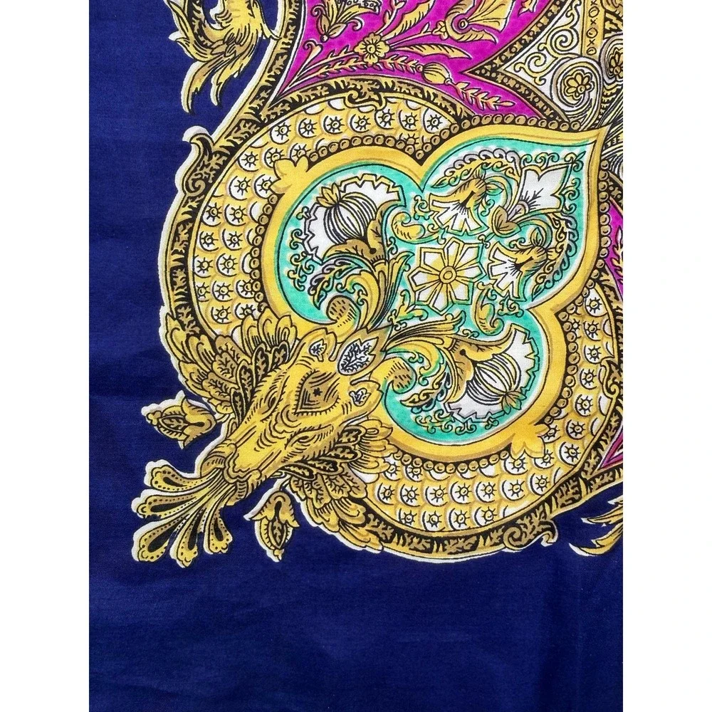 Vintage Silk Hand Rolled Paisley Scarf Purple Pink Green 33 x 33